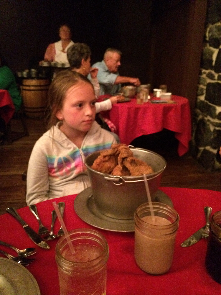 Kaylee With a Bucket of Fried Chicken at the Hoop Dee Doo | Disney World